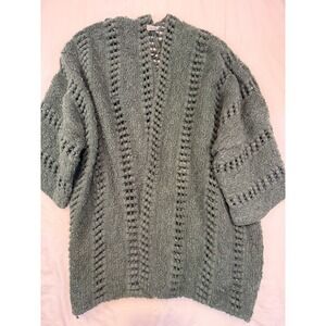 Open Front Cardigan‎ Kimono Green Knit Oversized Size Medium Boho Academia